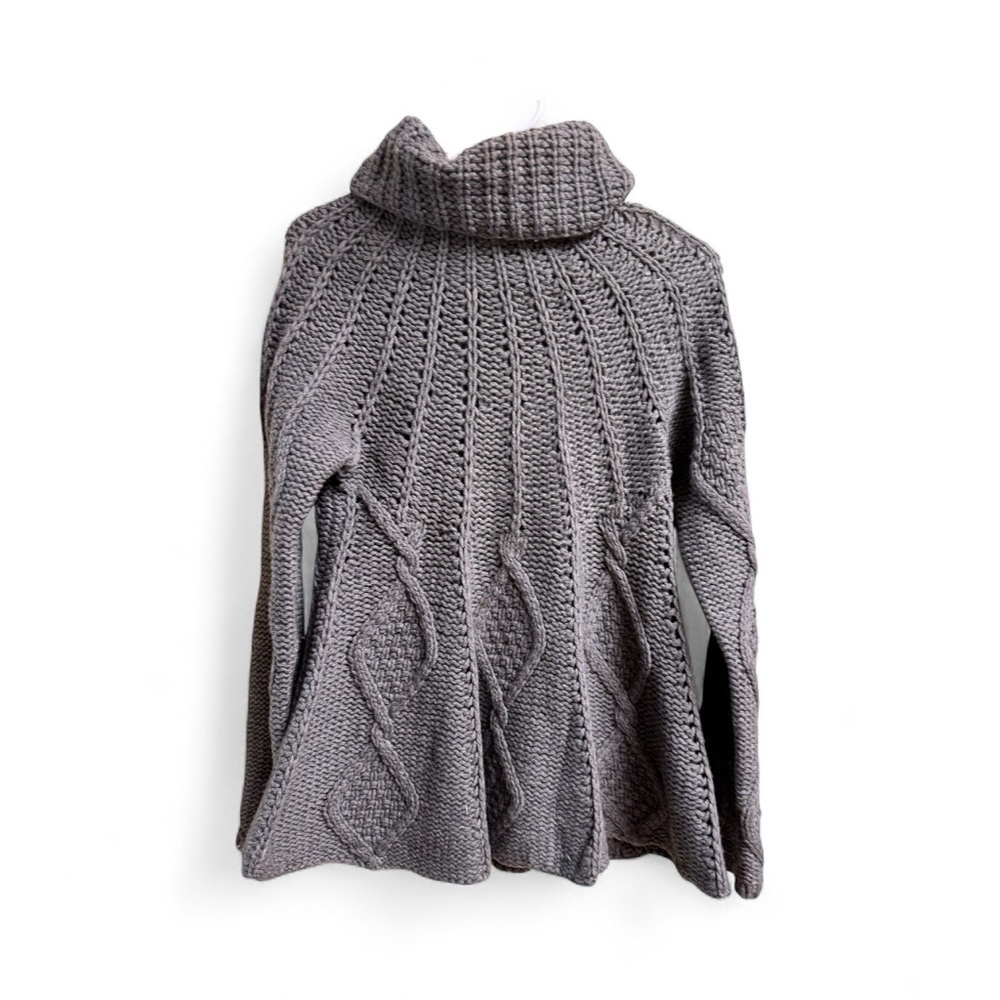 H&M Hand Knit Wool Sweater Gray Cable Knit Flare Hem Women’s Small